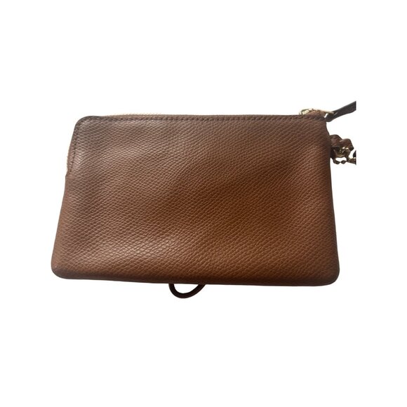 Coach Zip Wristlet Pebbled Leather Saddle - Picture 8 of 12